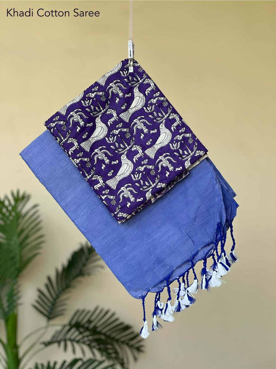 Khadi Cotton Saree with Blouse Piece